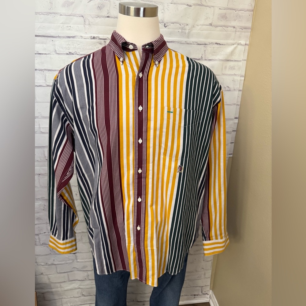 Vintage Tommy Hilfiger Size XL Cotton Striped Long Sleeve Button Down‎ Shirt Y2K